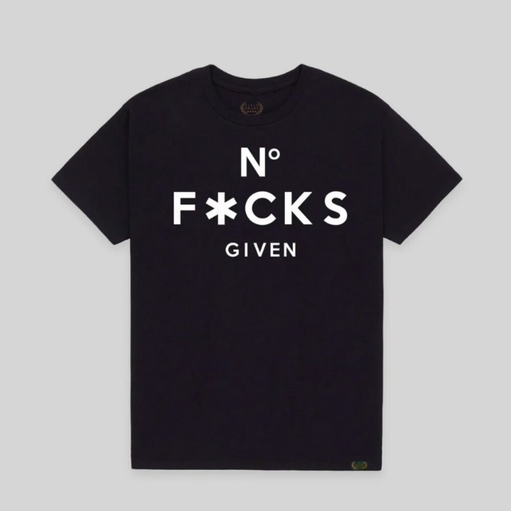 NEW! NO F*CKS GIVEN BLACK COTTON TEE - MULTIPLE SIZES!